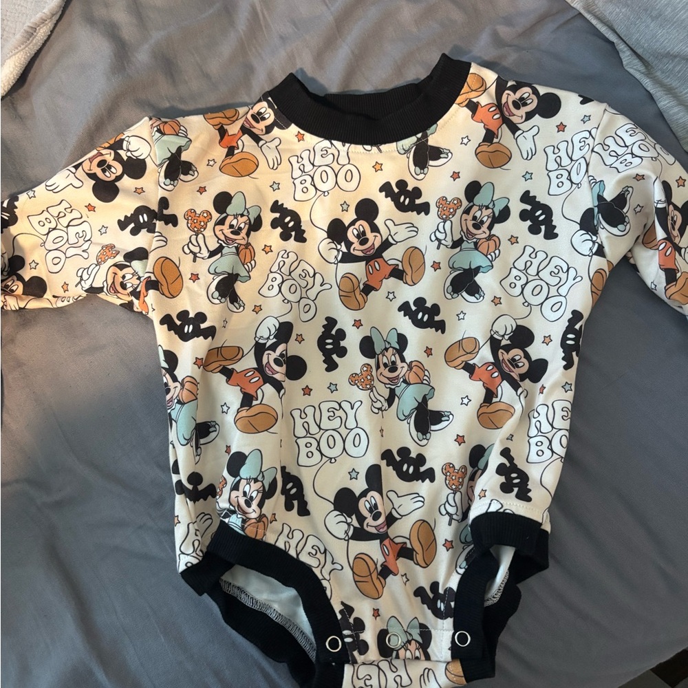 Disney Mickey Mouse Kids Bodysuit - Black and Cream